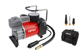12 V bilkompressor med manometer og metalhus