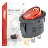 Ελλειπτικός διακόπτης 12 V/230 V με κόκκινο φωτισμό