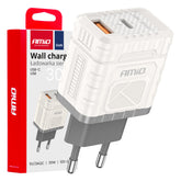 Επιτοίχιος φορτιστής GaN 30 W με USB-A και USB-C