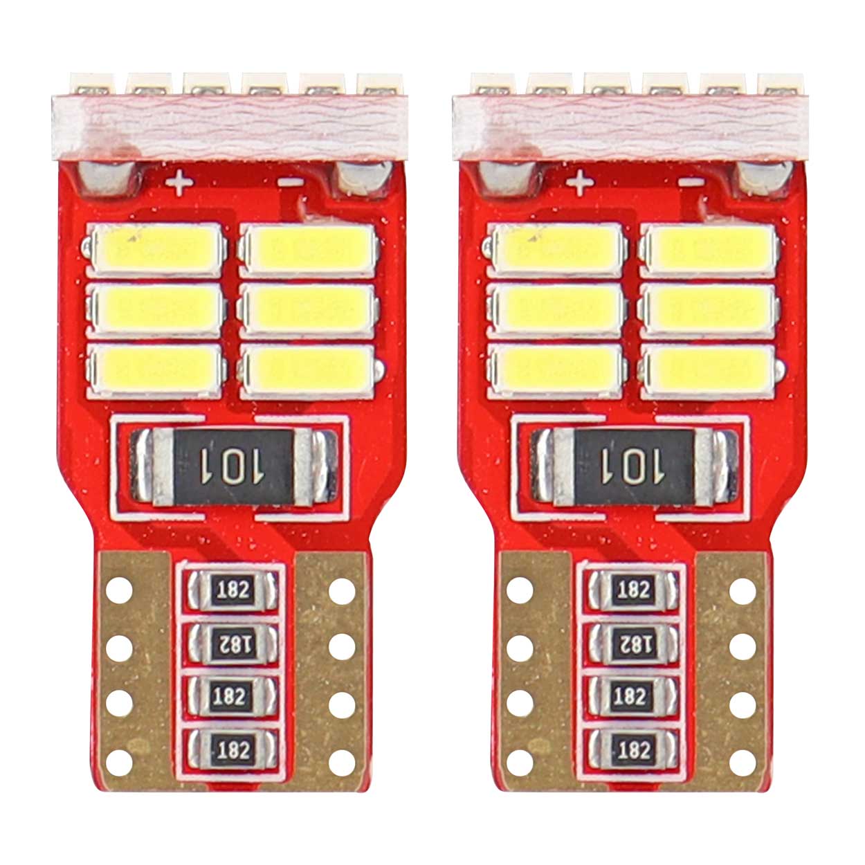 Λευκοί λαμπτήρες LED W5W T10 με 18 διόδους 4014