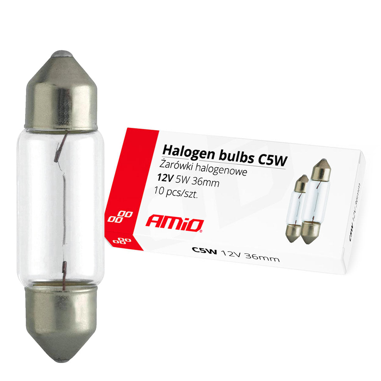 C5W festoon-halogenpærer på 36 mm med SV8.5-sokkel