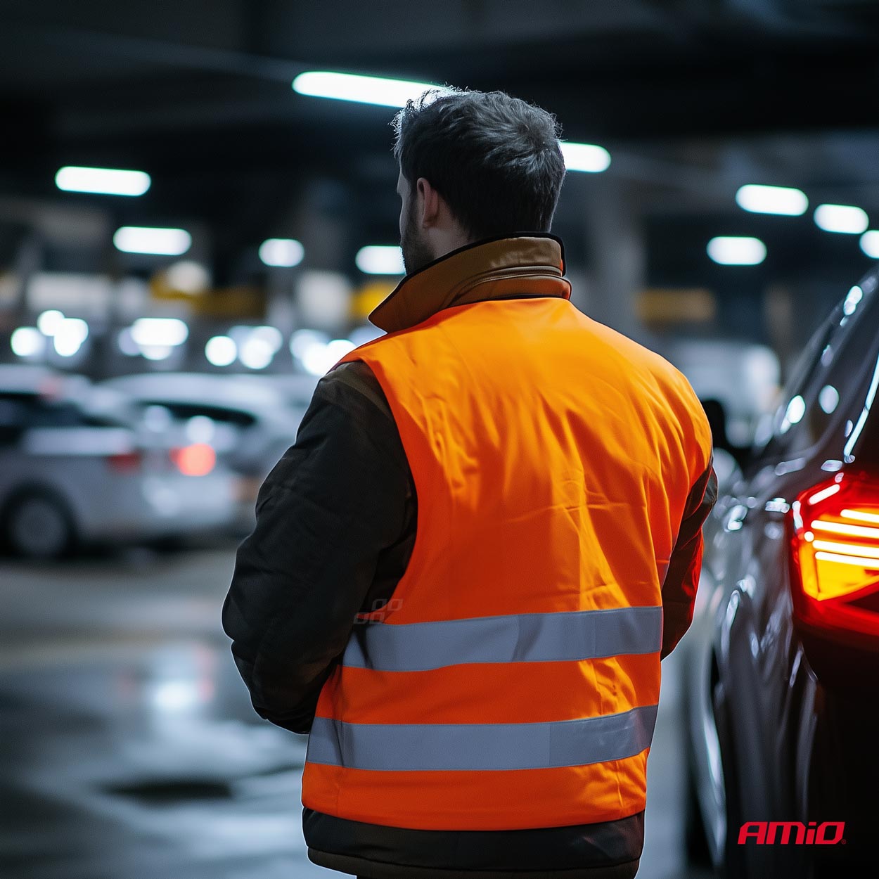 Πορτοκαλί ανακλαστικό γιλέκο XL με ανακλαστικές ταινίες, σετ από μπροστά