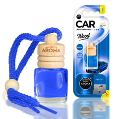 Aroma Wood New Car αποσμητικό αυτοκινήτου με ξύλινο καπάκι και γυάλινο μπουκάλι