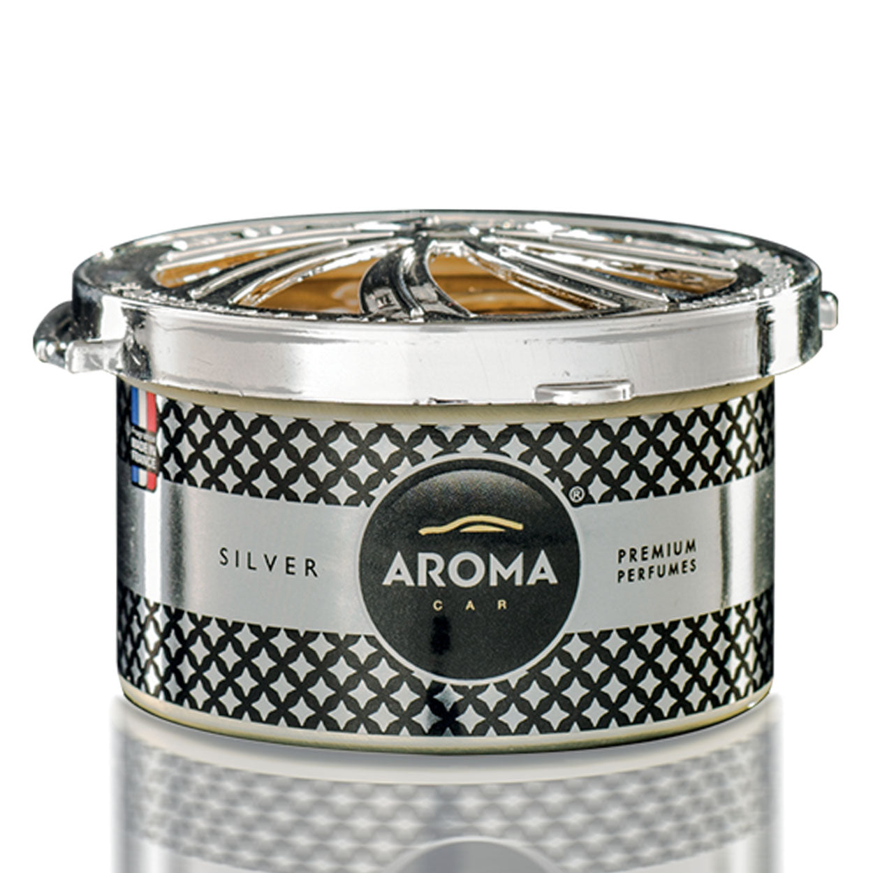 Aroma Car Prestige Organic Silver αποσμητικό χώρου αυτοκινήτου σε κονσέρβα