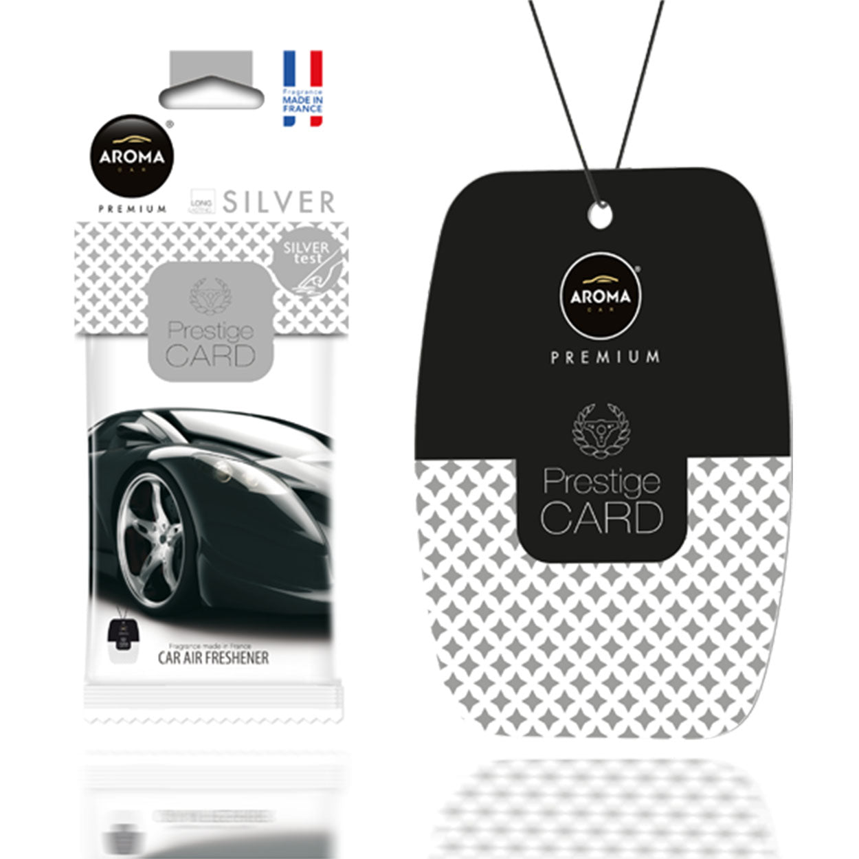Aroma Prestige Card Silver κρεμαστό αρωματικό αυτοκινήτου