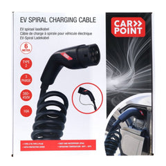 Καλώδιο φόρτισης σπιράλ Carpoint για ηλεκτρικά αυτοκίνητα Type 2 σε Type 2, 16 A, 3 φάσεων, 6 μέτρα 