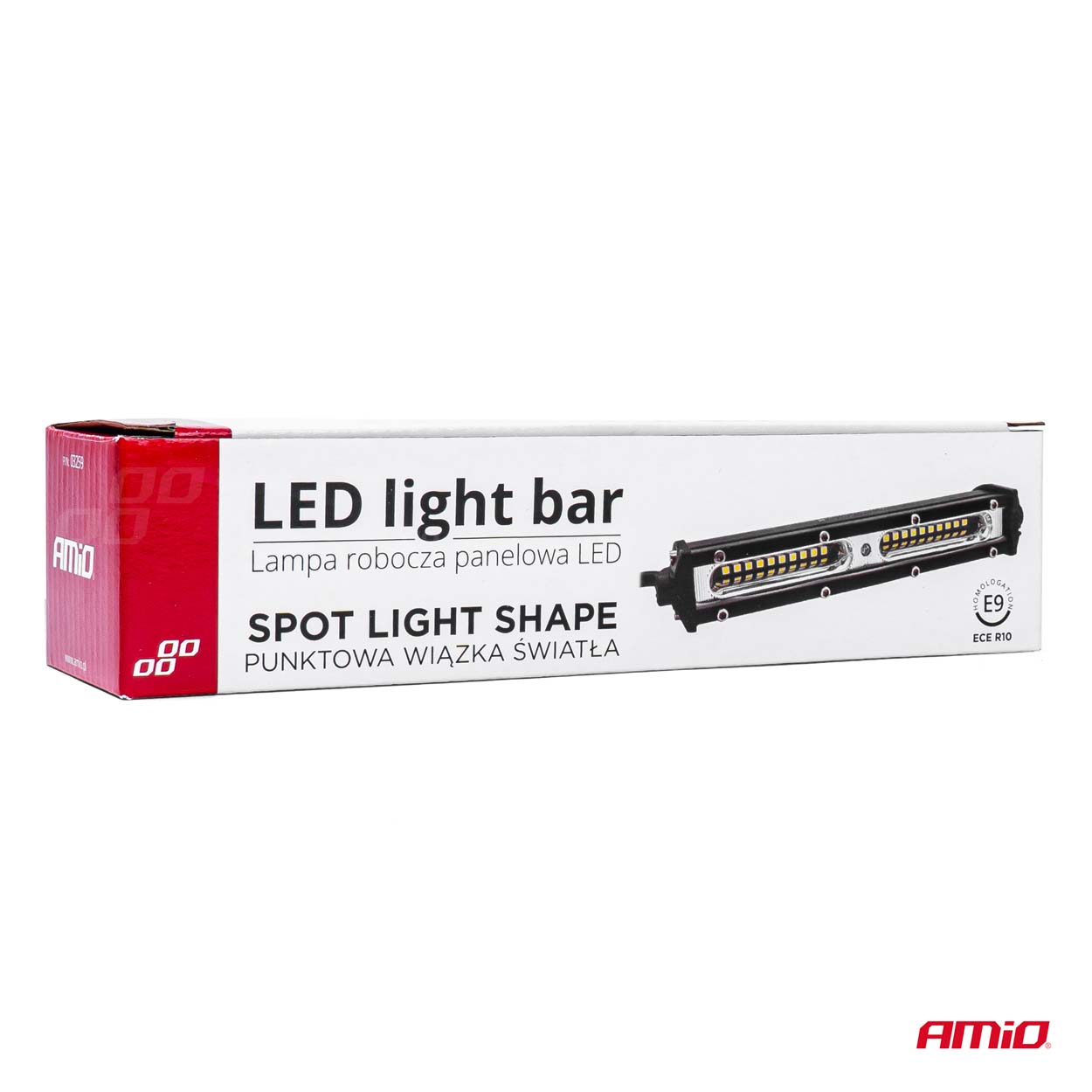 LED-arbejdslygte med mål på 180 x 27 x 43 mm