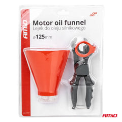 Motorolie-tragt med holder og klemme