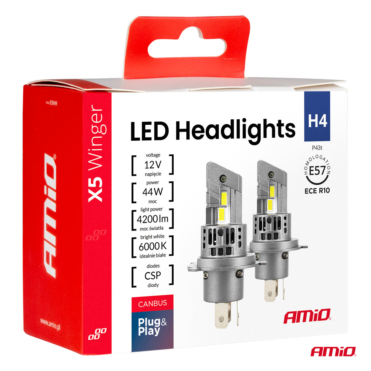H4 LED-pærer X5 WINGER med aktiv køling