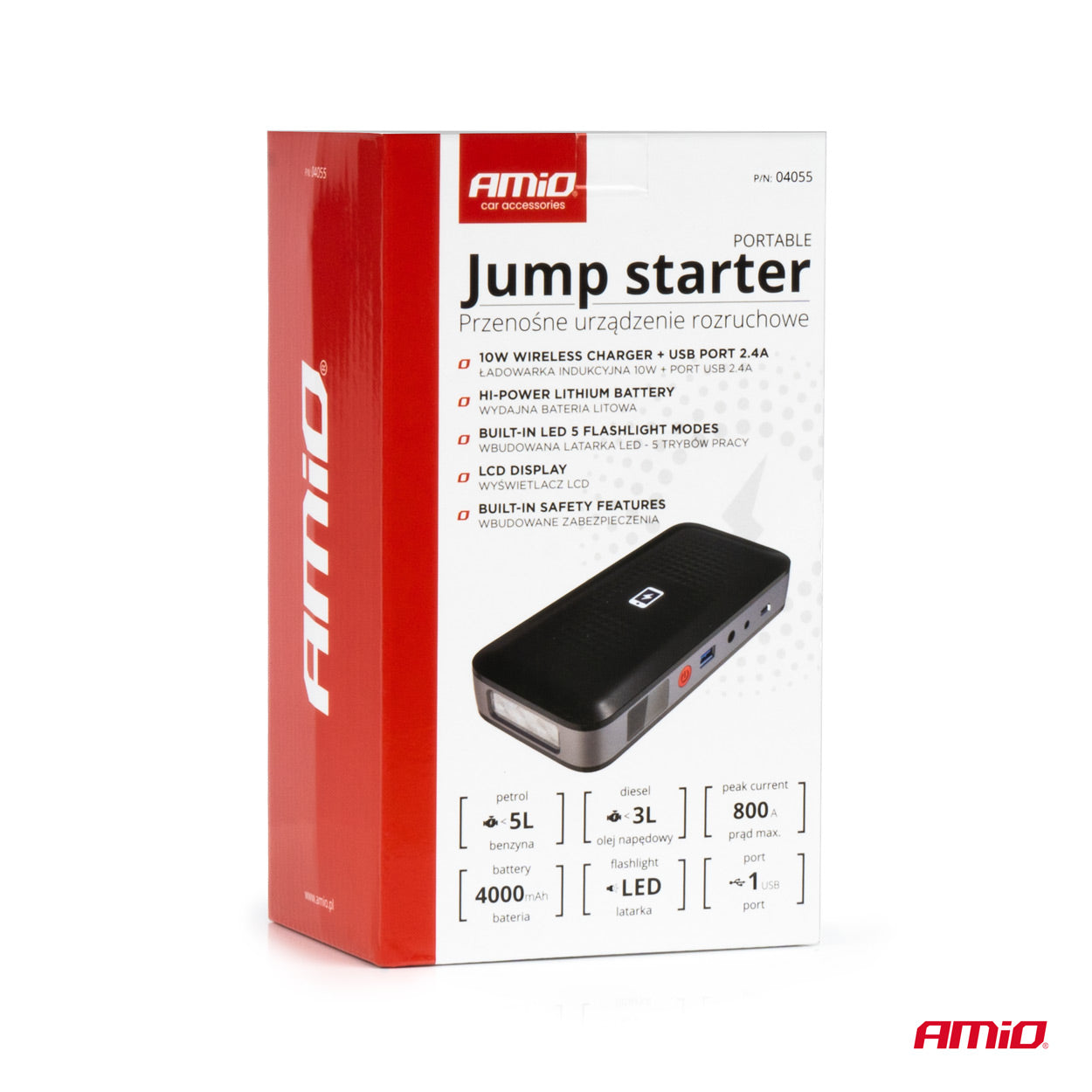 Jump starter med opbevarings- og transportetui