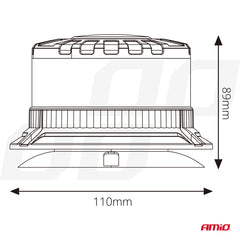LED-advarselslampe W28M set ovenfra