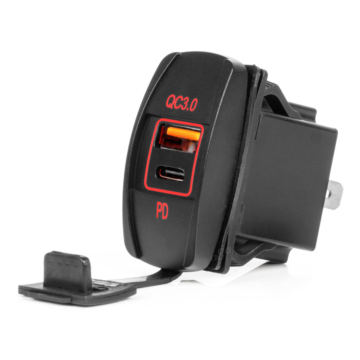 Vandtæt bådformet billader med USB og USB-C