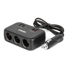 Triple cigarettænderforlænger med USB-A og USB-C QC 4.0
