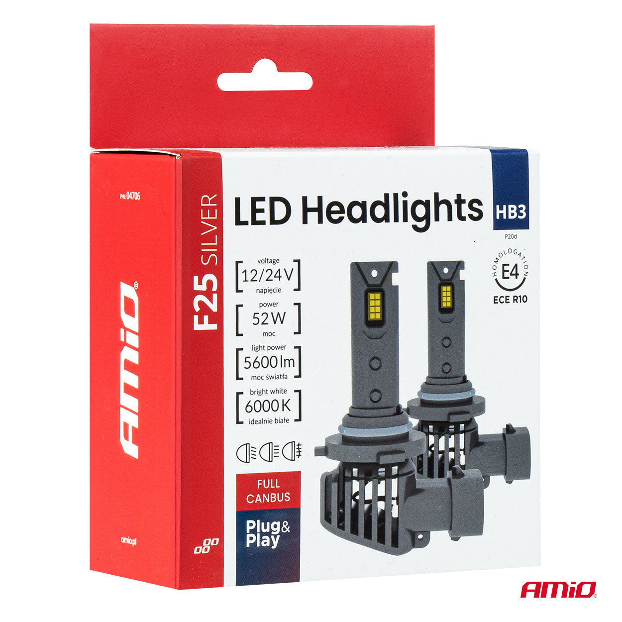 LED-forlygtepære HB3/9005 med 52 W effekt