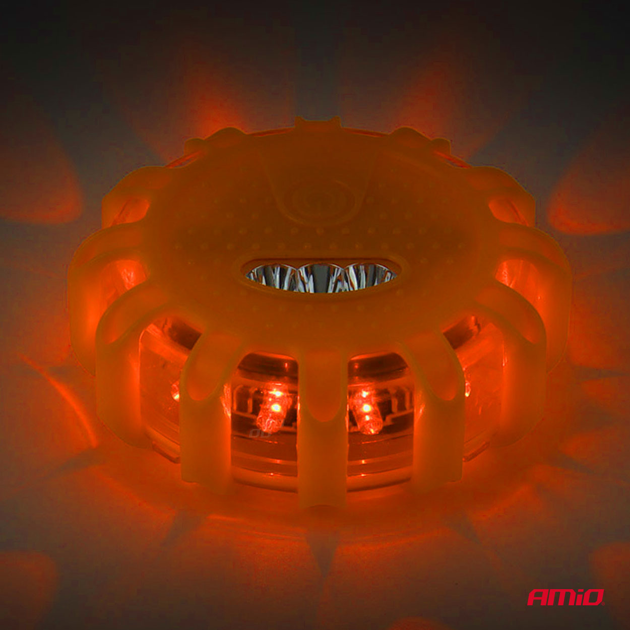 Kompakt LED-advarselslampe i orange