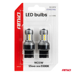 Λευκή λάμπα LED 7440 W21W για συμβατή βάση λαμπτήρα