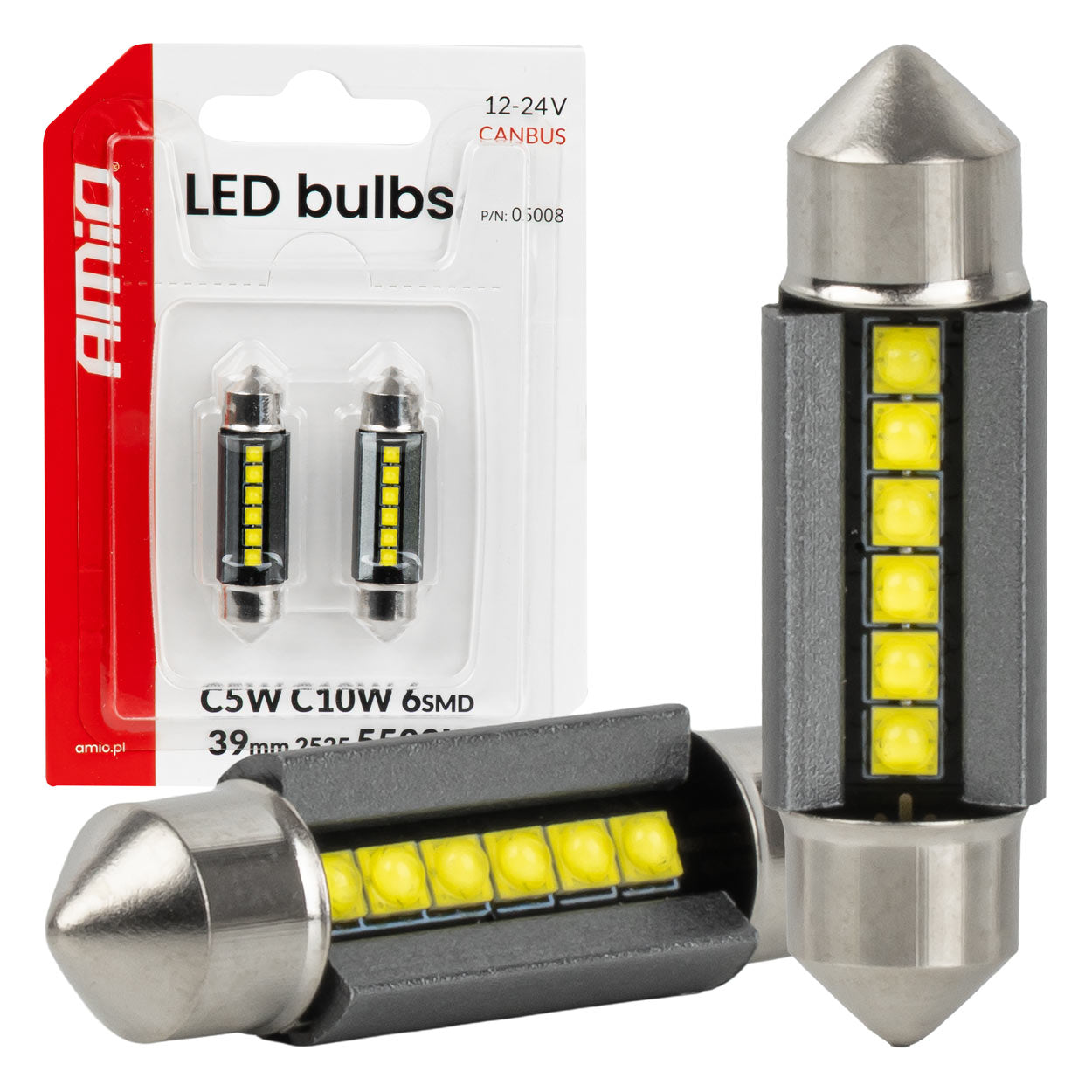 Λάμπα LED CANBUS 39 mm με 6 LED SMD 2525 και λευκό φωτισμό