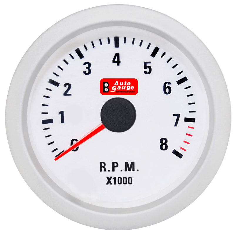 Στροφόμετρο λευκό 2 ιντσών Auto Gauge