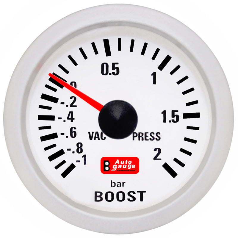 Λευκό μανόμετρο 2 ιντσών Auto Gauge