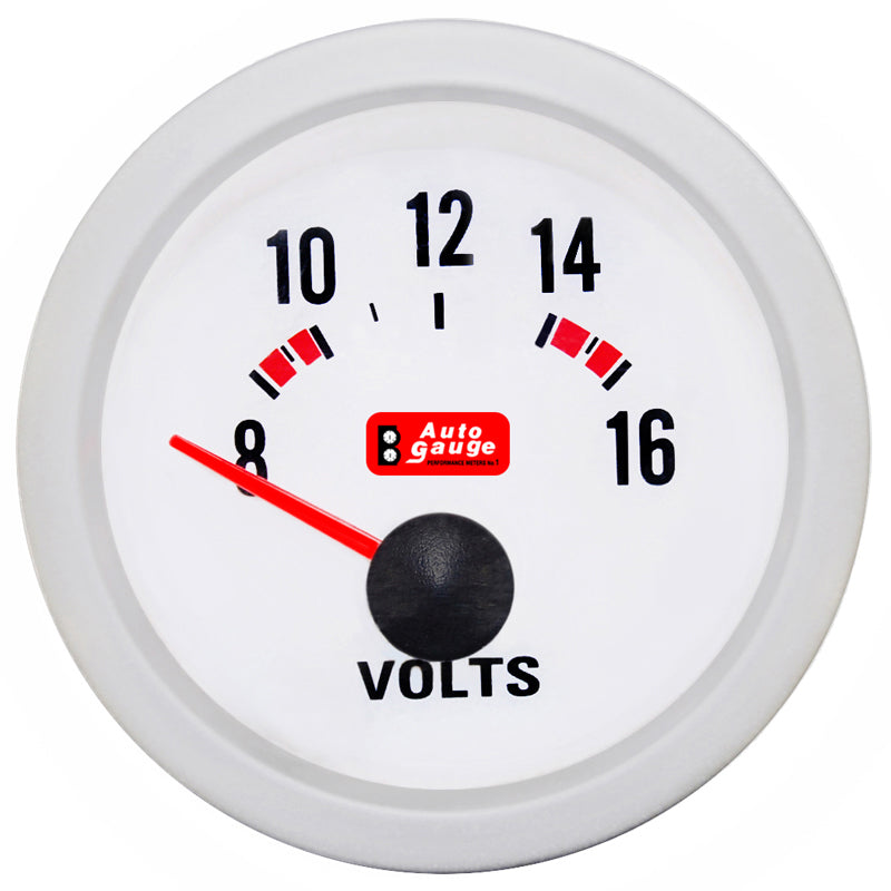 Βολτόμετρο λευκό 2 ιντσών Auto Gauge
