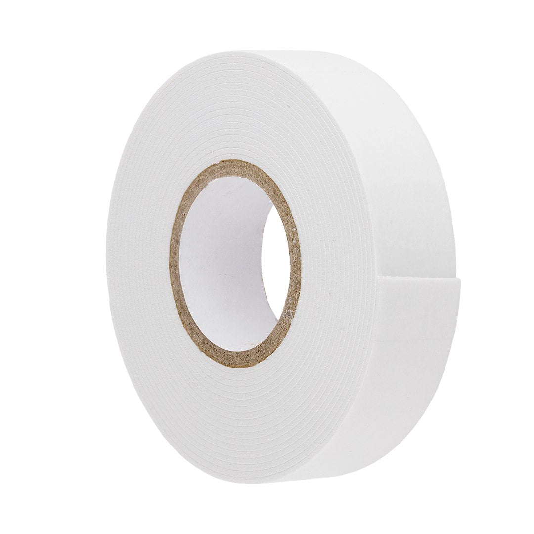 Διπλής όψης αφρώδης ταινία 1 mm x 19 mm x 3 m σε λευκό χρώμα