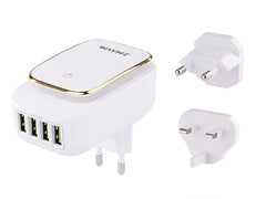 WAYME ταξιδιωτικός φορτιστής με 4 USB-A, φωτισμό LED και βύσματα για EU, UK και USA