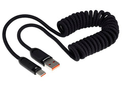 WAYME καλώδιο φόρτισης USB-C με σπειροειδή σχεδιασμό σε μαύρο χρώμα, 50-180 εκ.
