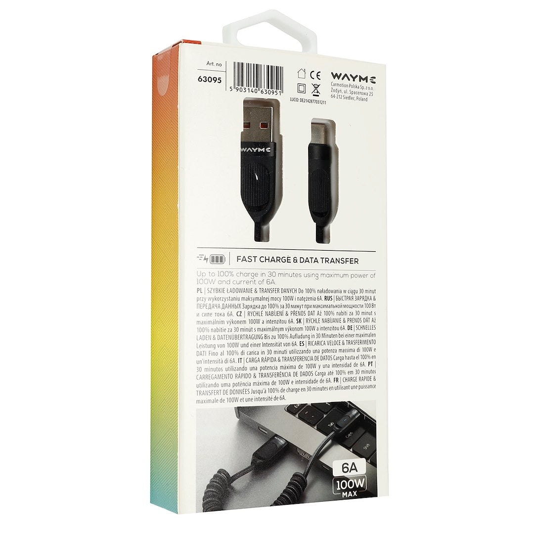 Πλεκτό καλώδιο USB-C για φόρτιση και συγχρονισμό με ισχύ έως 100W