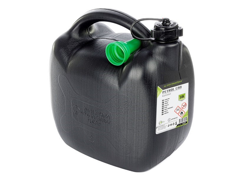 Οβάλ πλαστικό μπιτόν βενζίνης 10 l από την CARMOTION σε μαύρο χρώμα