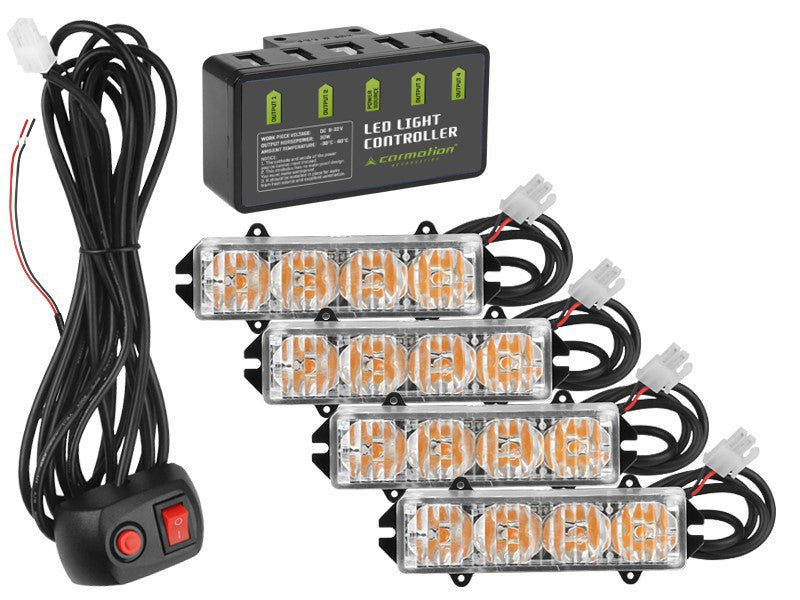 CARMOTION προειδοποιητικά φώτα 12V 16W σετ 4 τεμαχίων με τηλεχειριστήριο
