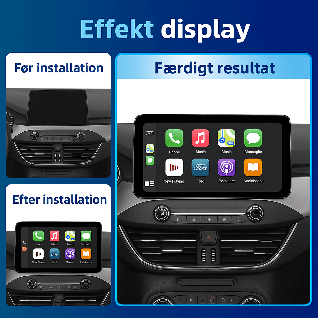 Ford Focus 19-22 - Ράδιο 12,3" με Apple CarPlay και Android Auto - Εμφάνιση λειτουργιών πριν και μετά την εγκατάσταση