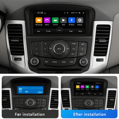 <h2>Chevrolet Cruze 09-14 ραδιόφωνο 7" με Apple CarPlay και Android Auto – σύγκριση εγκατάστασης πριν και μετά</h2>