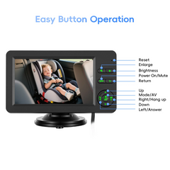 Babycamera voor in de auto met 4.3" HD-scherm en nachtzicht 
