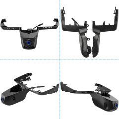 BMW X3 dashcam 2018-2024 4K OEM-look, εμπρόσθια και οπίσθια όψη της compact κάμερας για άψογη ενσωμάτωση.
