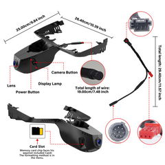 Αναλυτική εικόνα του BMW X3 dashcam 2018-2024 4K OEM-look με τα χαρακτηριστικά και τις διαστάσεις της κάμερας
