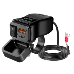 <h2>Φορτιστής USB-C & USB QC3.0 για μοτοσυκλέτα με διακόπτη</h2> 