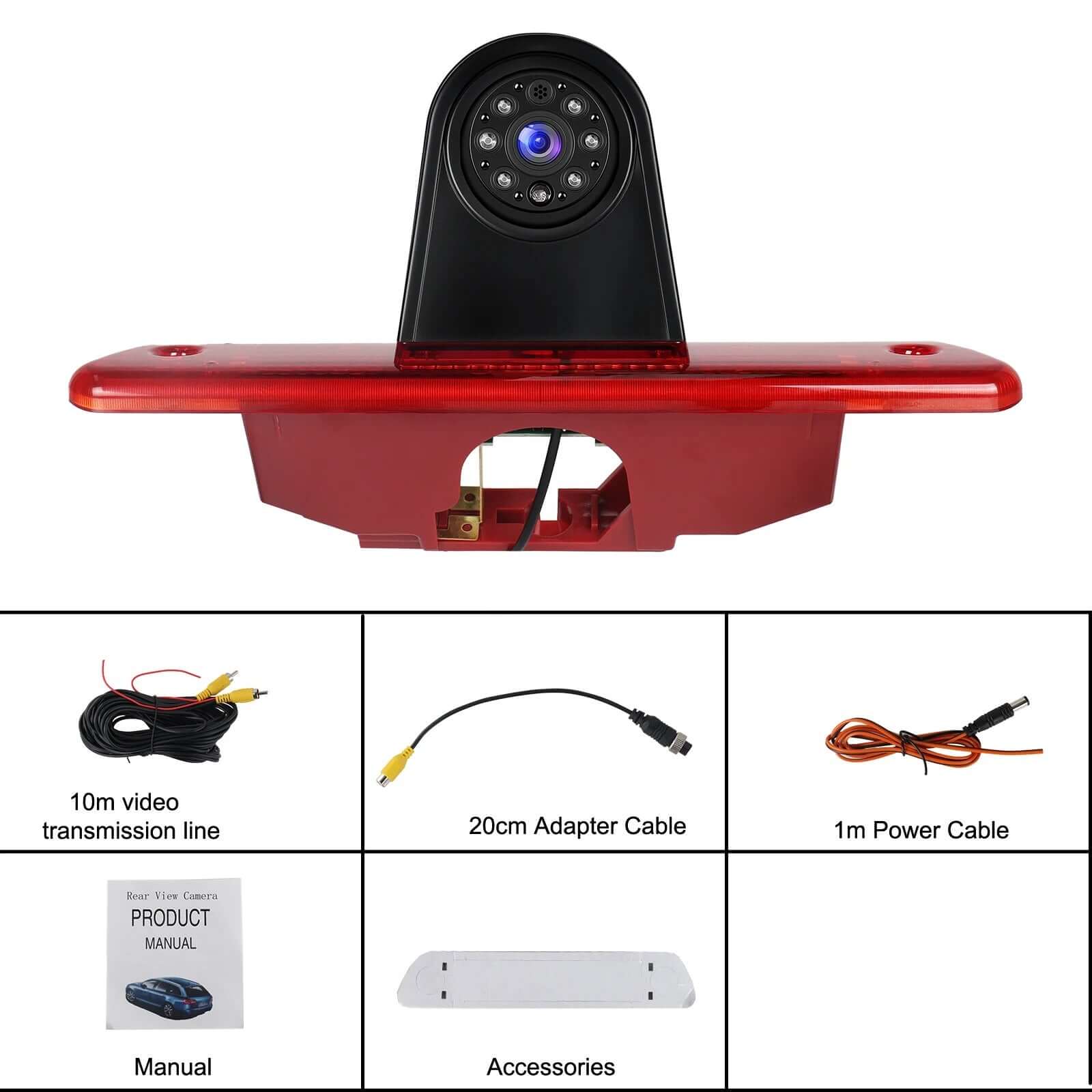 Κάμερα οπισθοπορείας για Toyota Proace 07-16 mm. με σχεδιασμό IP67 και οπτικό πεδίο 140°, με αξεσουάρ και καλώδια στη συσκευασία.