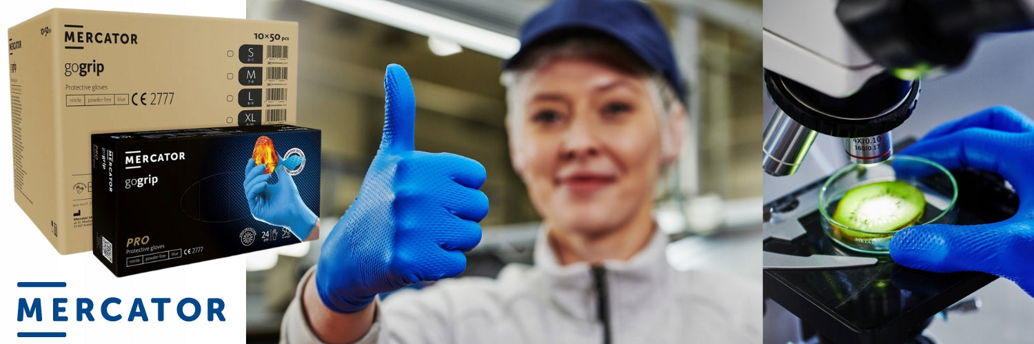 GoGrip blå nitrilhandsker i pakke med 50 stk.