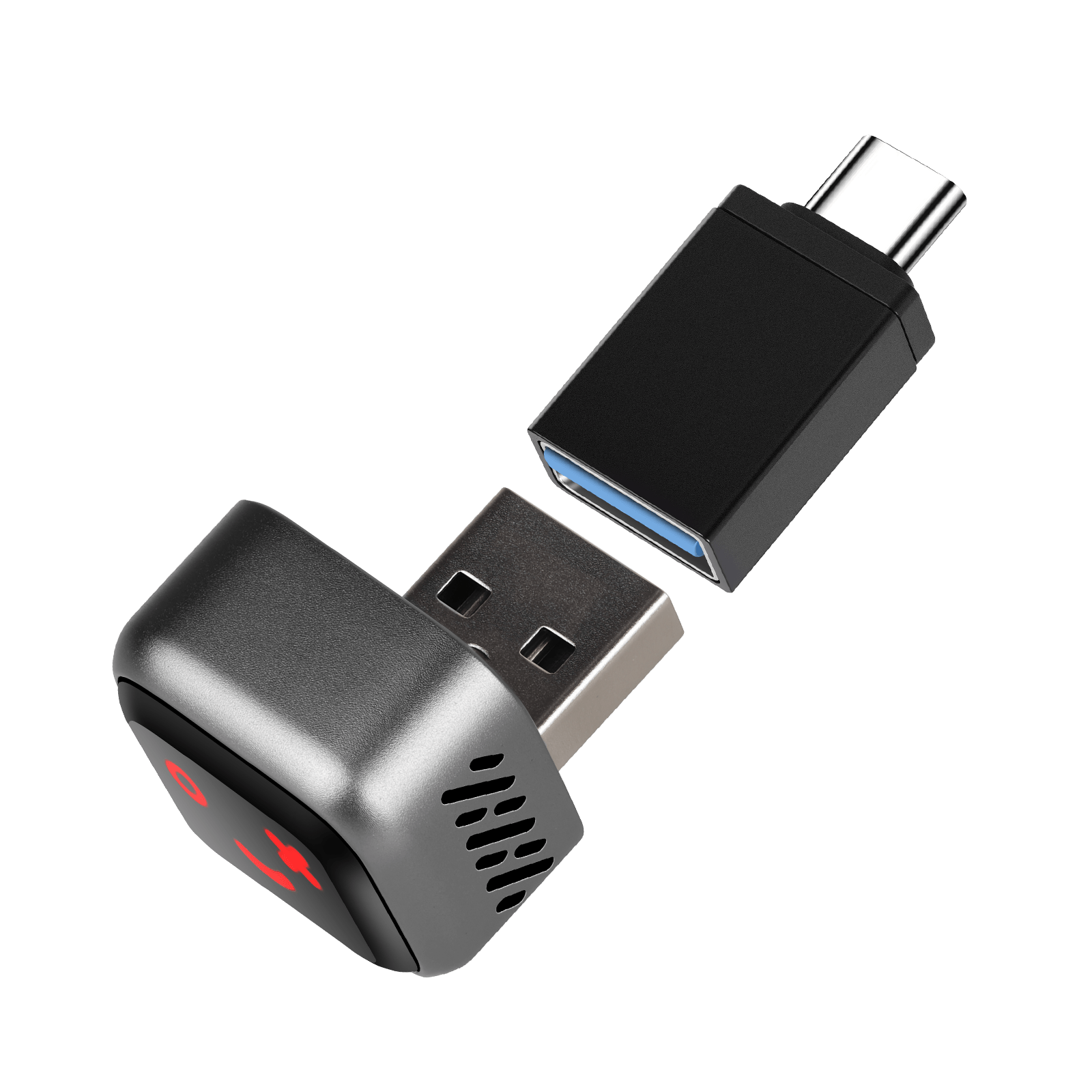 Mini ασύρματος αντάπτορας CarPlay & Android Auto (5.8GHz – Plug & Play) με βύσματα USB και USB-C.