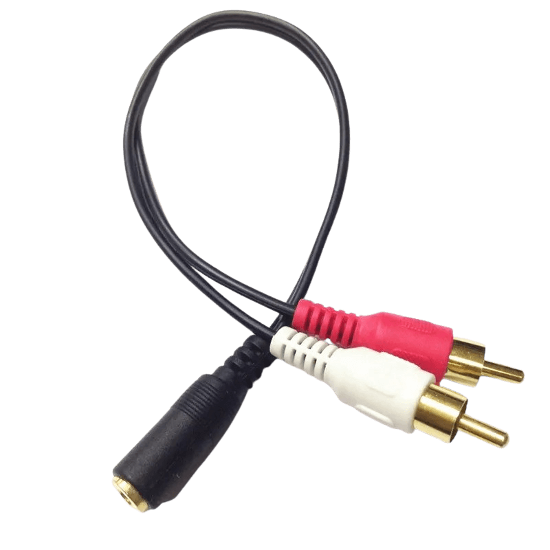 Διαχωριστής RCA σε 3,5 mm AUX – αρσενικό (κόκκινο/λευκό) σε θηλυκό (jack) καλώδιο για σύνδεση ήχου.