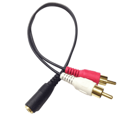 Διαχωριστής RCA σε 3,5 mm AUX – αρσενικό (κόκκινο/λευκό) σε θηλυκό (jack) καλώδιο για σύνδεση ήχου.